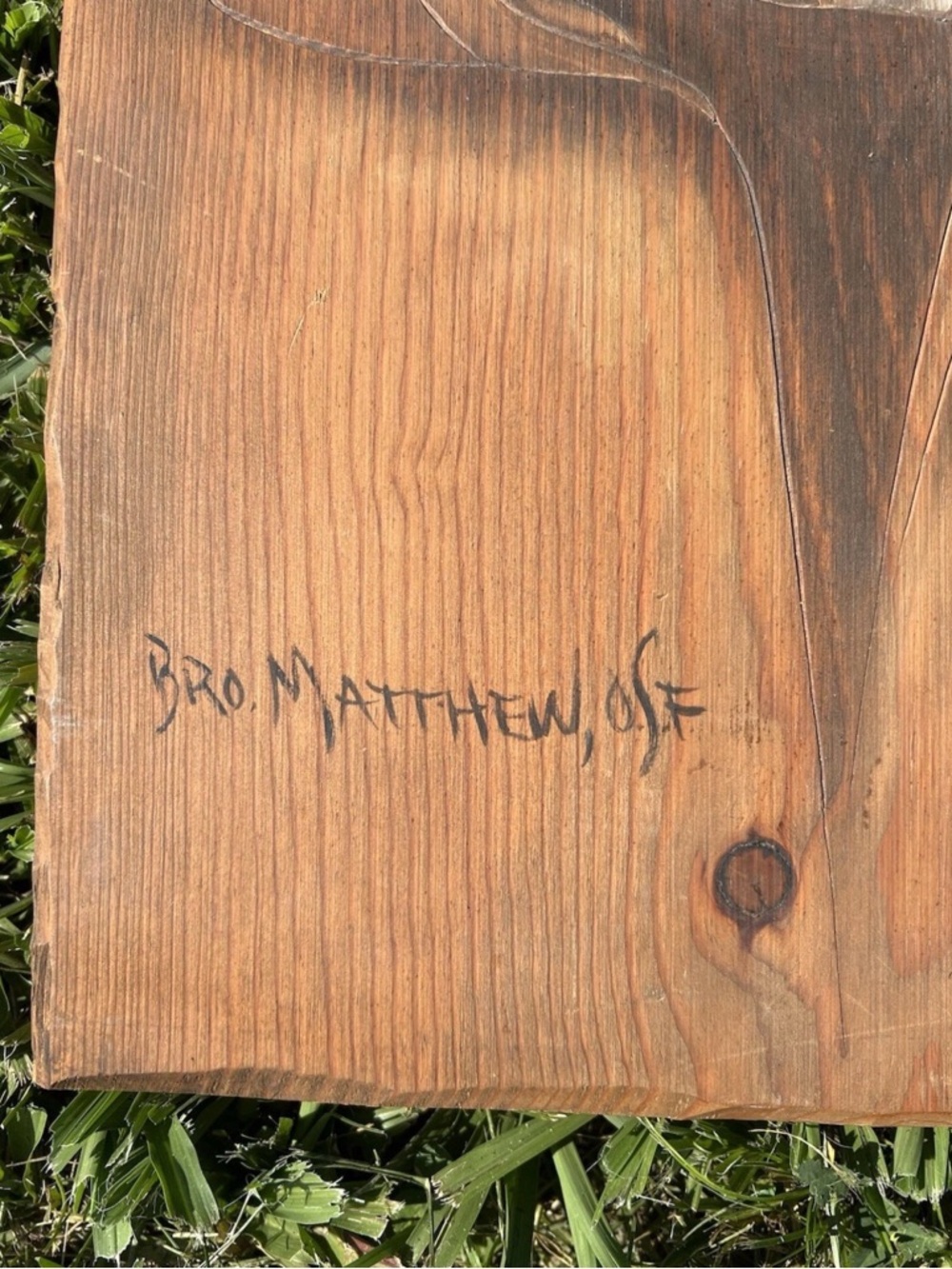 Original Monk Portrait on Wood Hand Drawn Signed Bro Matthew Religious Wall Art - Picture 5 of 11